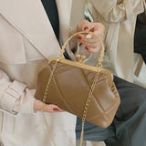 Soft Leather Crossbody Bag with Chain Strap