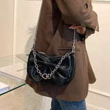 Women's Bow Chain Shoulder Bag Portable Crossbody Bag PU Leather Handbags