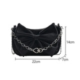 Women's Bow Chain Shoulder Bag Portable Crossbody Bag PU Leather Handbags