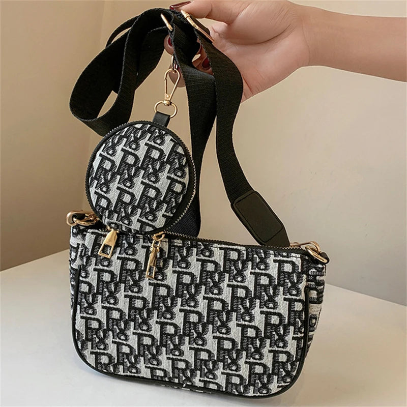 2Pcs Women Letter Crossbody Bag Set