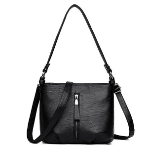 Leather Small Bucket Bag Crossbody Messenger Bags for Women Female Tote Bags
