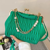 Chain Kiss Lock Shell Crossbody Bags