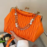 Chain Kiss Lock Shell Crossbody Bags