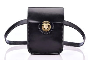 Women's Small Waist Bag Fanny Pack High PU Leather Belt Cell Phone Case