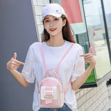 Women's Solid Leather Backpack Shoulder Bag small Backpacks For Girls