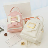 Women's Solid Leather Backpack Shoulder Bag small Backpacks For Girls