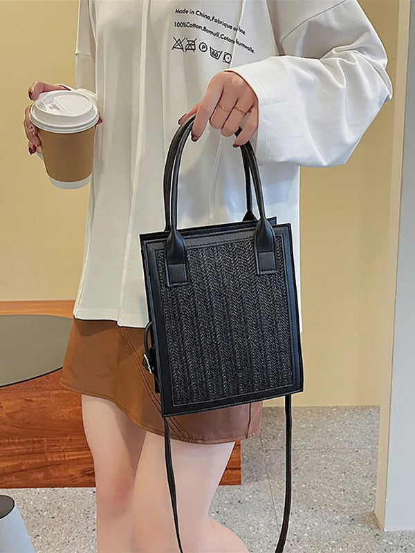 Women's Straw Bag Top Handle Shoulder Crossbody Handbag