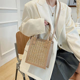 Women's Straw Bag Top Handle Shoulder Crossbody Handbag