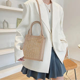 Women's Straw Bag Top Handle Shoulder Crossbody Handbag