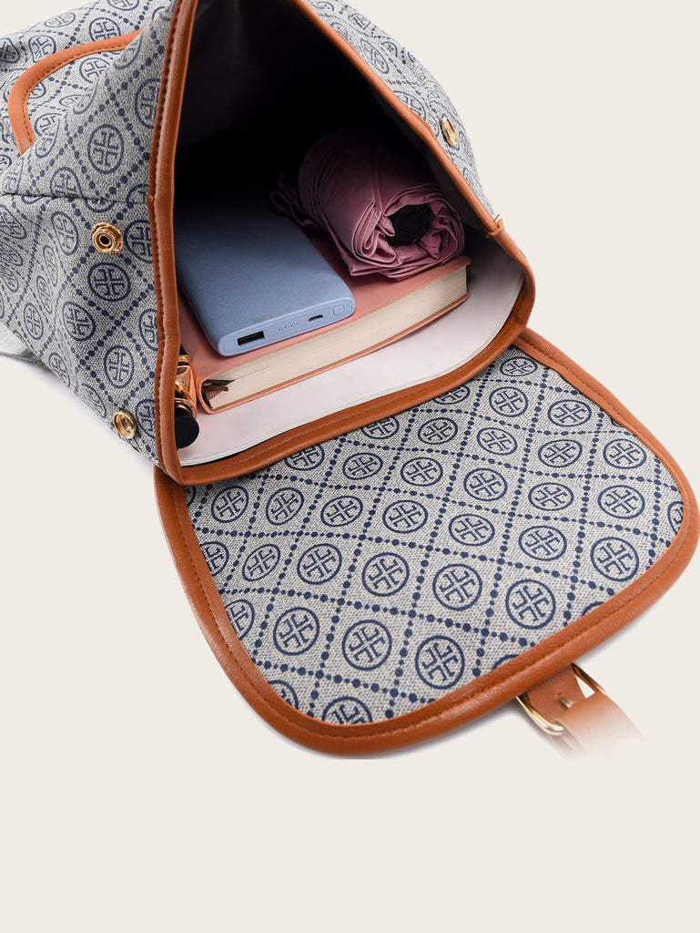 Women's Vintage Graphics Backpack PU Leather Schoolbag