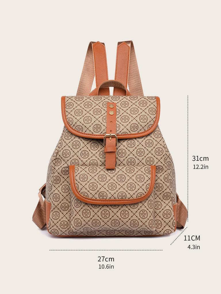 Women's Vintage Graphics Backpack PU Leather Schoolbag