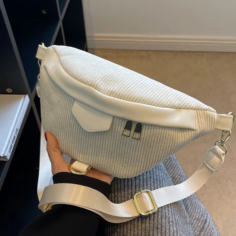Corduroy Waist Bag Small Belt Bags Shoulder Crossbody Chest Bag