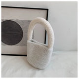 Women's Winter Plush Handbags Vintage Ladies Small Bucket Shoulder Bags