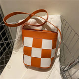 Plaid Women Bucket Bag Shoulder Bag