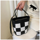 Plaid Women Bucket Bag Shoulder Bag