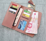 Gray Red Zipper Wallet Clutch Soft PU Leather Money Bag