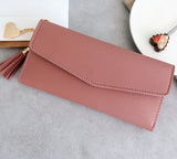 Gray Red Zipper Wallet Clutch Soft PU Leather Money Bag