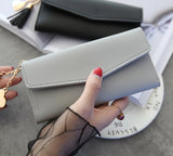 Gray Red Zipper Wallet Clutch Soft PU Leather Money Bag