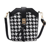Woolen Splicing Messenger Bag Women PU Casual Bucket Shoulder Pouch
