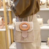 Woven Backpack Straw Women Shoulder Messenger Bag Ladies Schoolbag Handbags