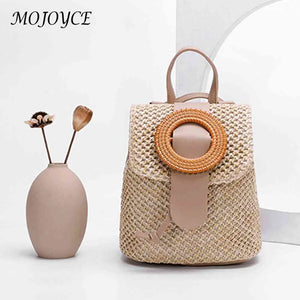 Woven Backpack Straw Shoulder Bag Ladies Schoolbag Handbags for Women Shopping