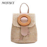 Woven Backpack Straw Shoulder Bag Ladies Schoolbag Handbags for Women Shopping