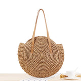 Round Straw Beach Shoulder Bag Women Crossbody Handbag Tote Bag