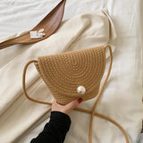 Vintage Straw Women Shoulder Bag Square Summer Beach Handbag Tote Bag