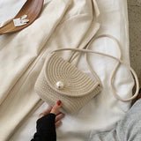 Vintage Straw Women Shoulder Bag Square Summer Beach Handbag Tote Bag