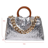 Women's Soft Leather Woven Clutch Bag Hobo Handbag Tote