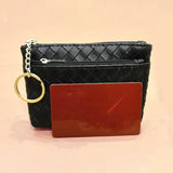 Woven Leather Coin Purse Men Women Coin Wallet Girls Key Holder Money Bag