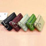 Woven Leather Coin Purse Men Women Coin Wallet Girls Key Holder Money Bag