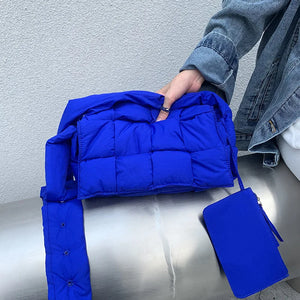 Woven Pillow Bag Tofu Wrapped Sponge Crossbody Casual Shoulder Bag