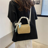 Stylish Woven Shoulder Bag Silk Scarf Travel Messenger Handbag
