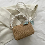 Stylish Woven Shoulder Bag Silk Scarf Travel Messenger Handbag
