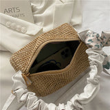 Stylish Woven Shoulder Bag Silk Scarf Travel Messenger Handbag