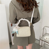 Stylish Woven Shoulder Bag Silk Scarf Travel Messenger Handbag