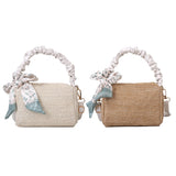 Stylish Woven Shoulder Bag Silk Scarf Travel Messenger Handbag