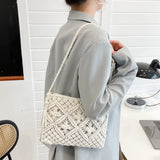 Woven Shoulder Bags Straw Summer Women Weave Clutch Pouch for Traveling
