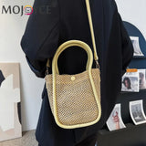 Summer Straw Woven Shoulder Bag Women Weave Clutch Pouch Travel Handbag