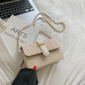 Woven Straw Shoulder Bag Female Crossbody Messenger Bags for Women
