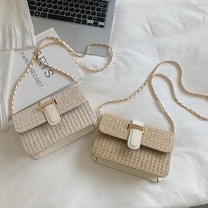 Woven Straw Shoulder Bag Female Crossbody Messenger Bags for Women