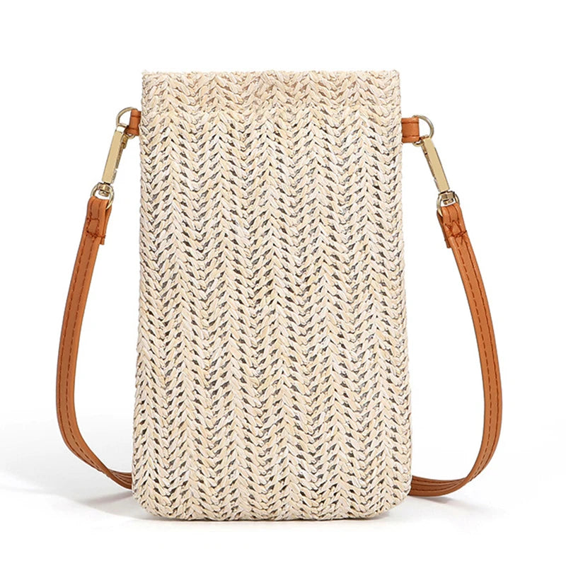 Woven Straw Women Crossbody Messenger Bag Rattan Shoulder Pack
