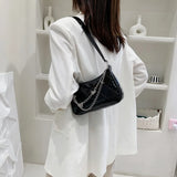Harajuku Butterfly Chain Women's Shoulder Bag Zipper PU Handbag