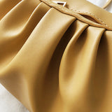 Yellow/Pink Leather Cloudy Bag Ruched Women Shoulder Handbags
