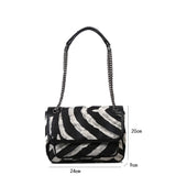 Zebra-Striped Chains Shoulder Bag for Women