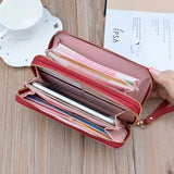 Women's PU Leather Zipper Closed Long Wallet Clutch Large Capacity Purse
