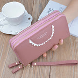 Women's PU Leather Zipper Closed Long Wallet Clutch Large Capacity Purse