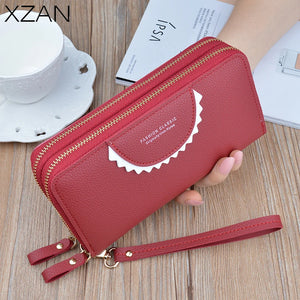 Women's PU Leather Zipper Closed Long Wallet Clutch Large Capacity Purse