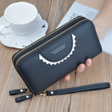Women's PU Leather Zipper Closed Long Wallet Clutch Large Capacity Purse